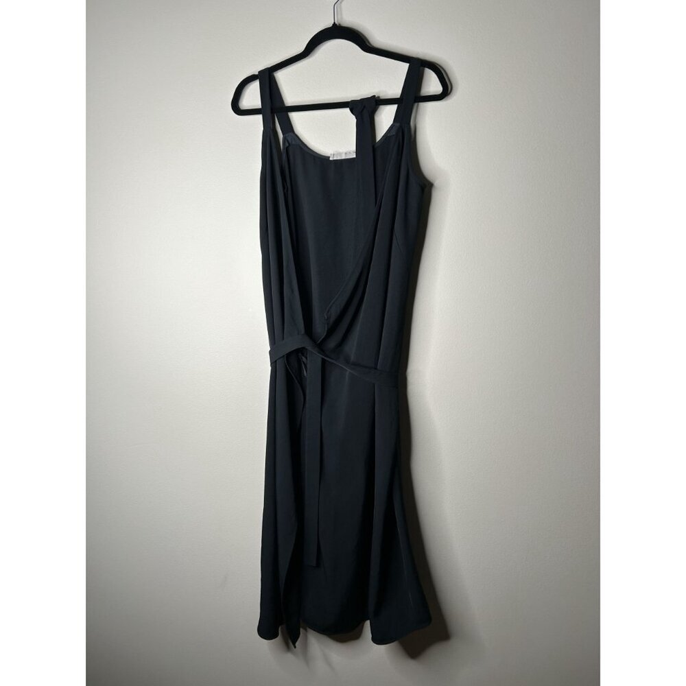 Everlane Black GoWeave Japanese Essential Wrap Midi Dress Women's Size 8 - Picture 8 of 8